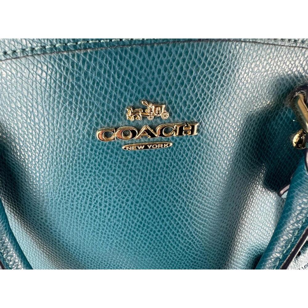 Coach Margot Leather Satchel Carryall Deep Turquoise - Picture 8 of 9